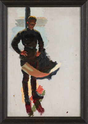 Лактионов Александр Иванович. Танкист спиной к окну (этюд к картине «Герой Советского Союза капитан Н.В. Юдин в гостях у танкистов»)